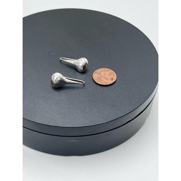 Sterling Silver Vintage Pear-shaped TearDrop Raindrop Dangle 925 Earrings - Picture 9 of 11